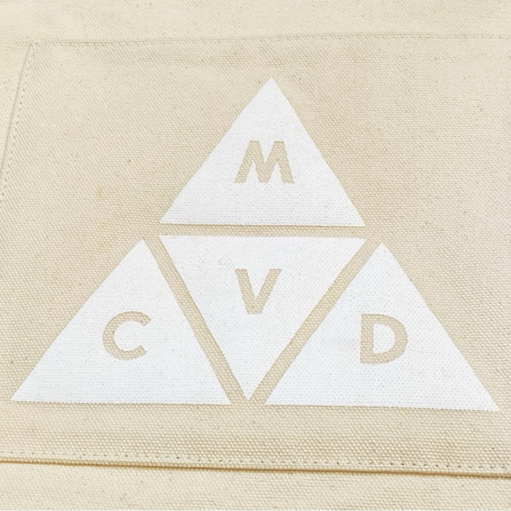 CLARE V. MIKE D MDCV beige white canvas Roman numeral zipper slim tote bag - Picture 3 of 15